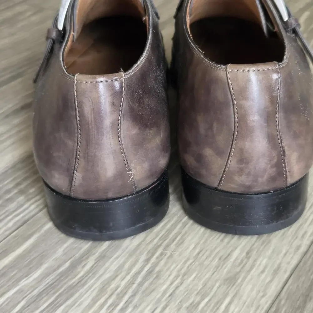 MAGNANNI Gray Men's EU 48/US 12 Leather Loafers Shoes MONKSTRAP SPAIN MEN BUCKLE